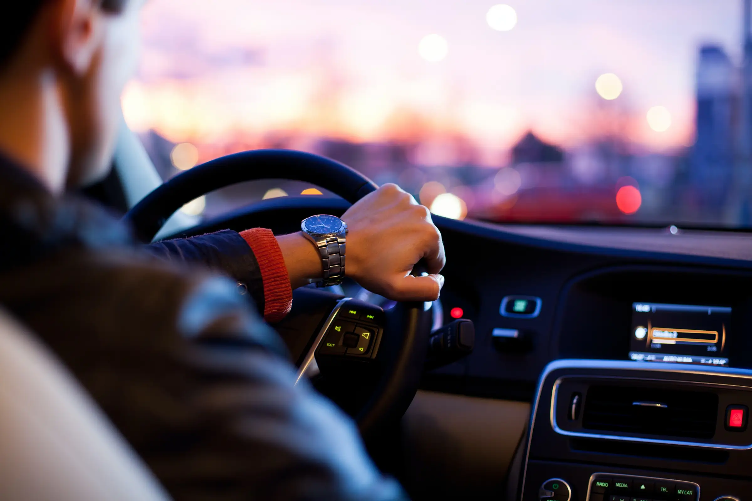 Man driving to deliver food